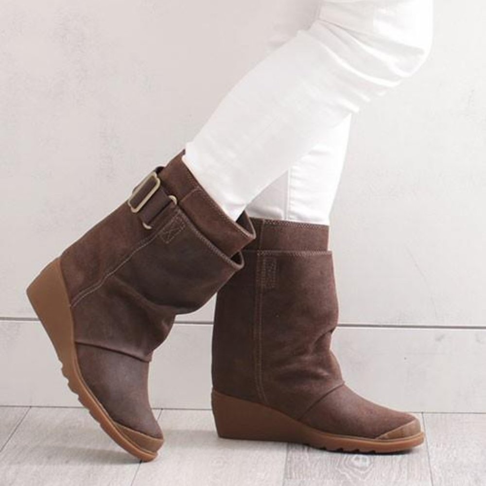 SOREL Toronto Brown Suede Mid Calf Wedge Boot 8.5
